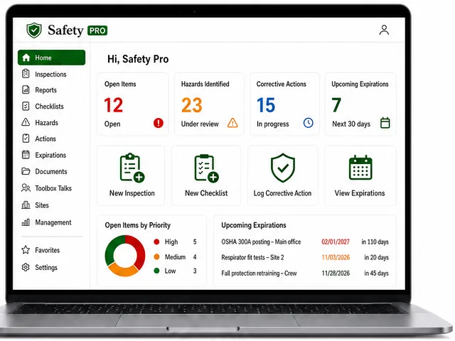 Safety PRO dashboard on a laptop (sample data)